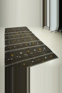 Natural Brown Goat Hair Kilim Rug 5x11 152,337 - Goat Hair Rug $i