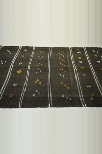 Natural Brown Goat Hair Kilim Rug 5x11 152,337 - Goat Hair Rug $i