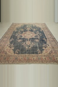 Navy Blue Beige Oushak Carpet Rug 7x10 Feet 206,293 - Oushak Rug $i