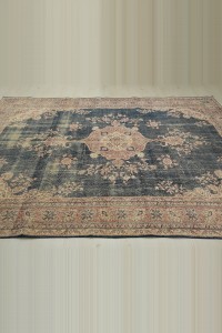 Navy Blue Beige Oushak Carpet Rug 7x10 Feet 206,293 - Oushak Rug $i