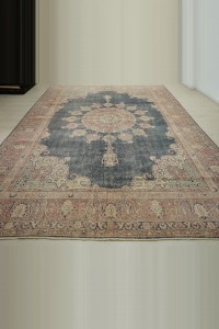 Navy Blue Beige Oversize Oushak Rug 9x12 Feet 268,363 - Oushak Rug $i