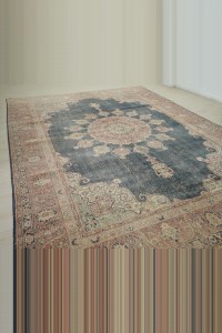 Navy Blue Beige Oversize Oushak Rug 9x12 Feet 268,363 - Oushak Rug $i