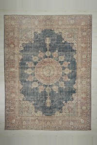 Navy Blue Beige Oversize Oushak Rug 9x12 Feet 268,363 - Oushak Rug $i