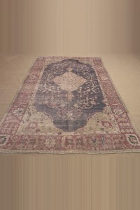 Navy Blue Vintage Oushak Carpet Rug 5x9 Feet 160,284 - Turkish Carpet Rug  $i