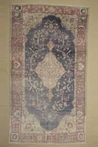 Turkish Carpet Rug Navy Blue Vintage Oushak Carpet Rug 5x9 Feet 160,284