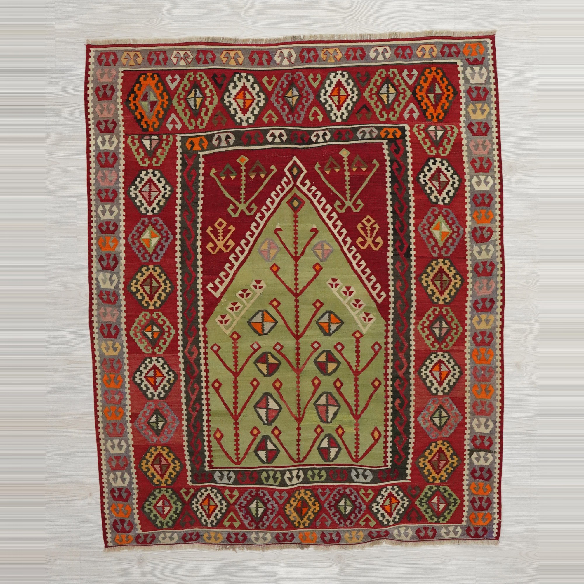 Nineteen Century Antique Bayburt Kilim Rug 4x5 Feet 125,152 - Turkish Kilim Rug