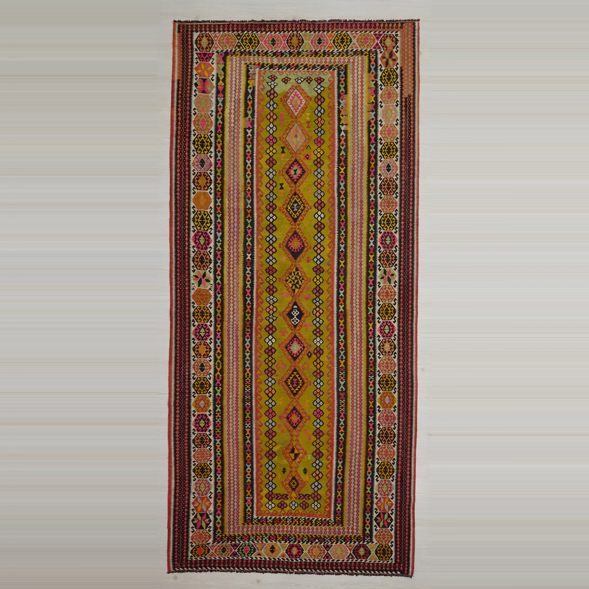 Nineteen Century Antique Bayburt Kilim Rug 5x11 155,343 - Turkish Kilim Rug