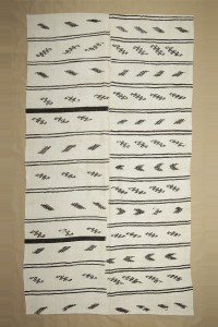 Turkish Hemp Rug Nomad Symbols on Hemp Kilim Rug 7x12 Feet 204,365