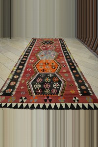 Old Antique Kayseri Kilim Rug 6x15 188,442 - Turkish Kilim Rug  $i