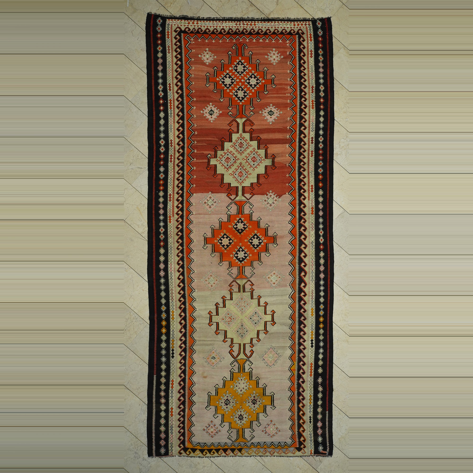 Old Kars Turkish Long Kilim Rug 6x14 182,430 - Turkish Kilim Rug