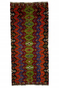 Turkish Kilim Rug Orange Green Turkish Flat Weave Kilim Rug 5x11 Feet 150,323