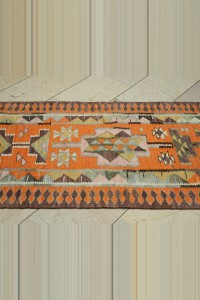 Orange Herki Kilim Rug Runner 3x9 86,280 - Turkish Rug Runner  $i