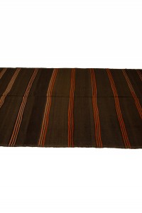 Orange Striped Brown Kilim Rug 5x11 Feet  143,326 - Turkish Natural Rug  $i
