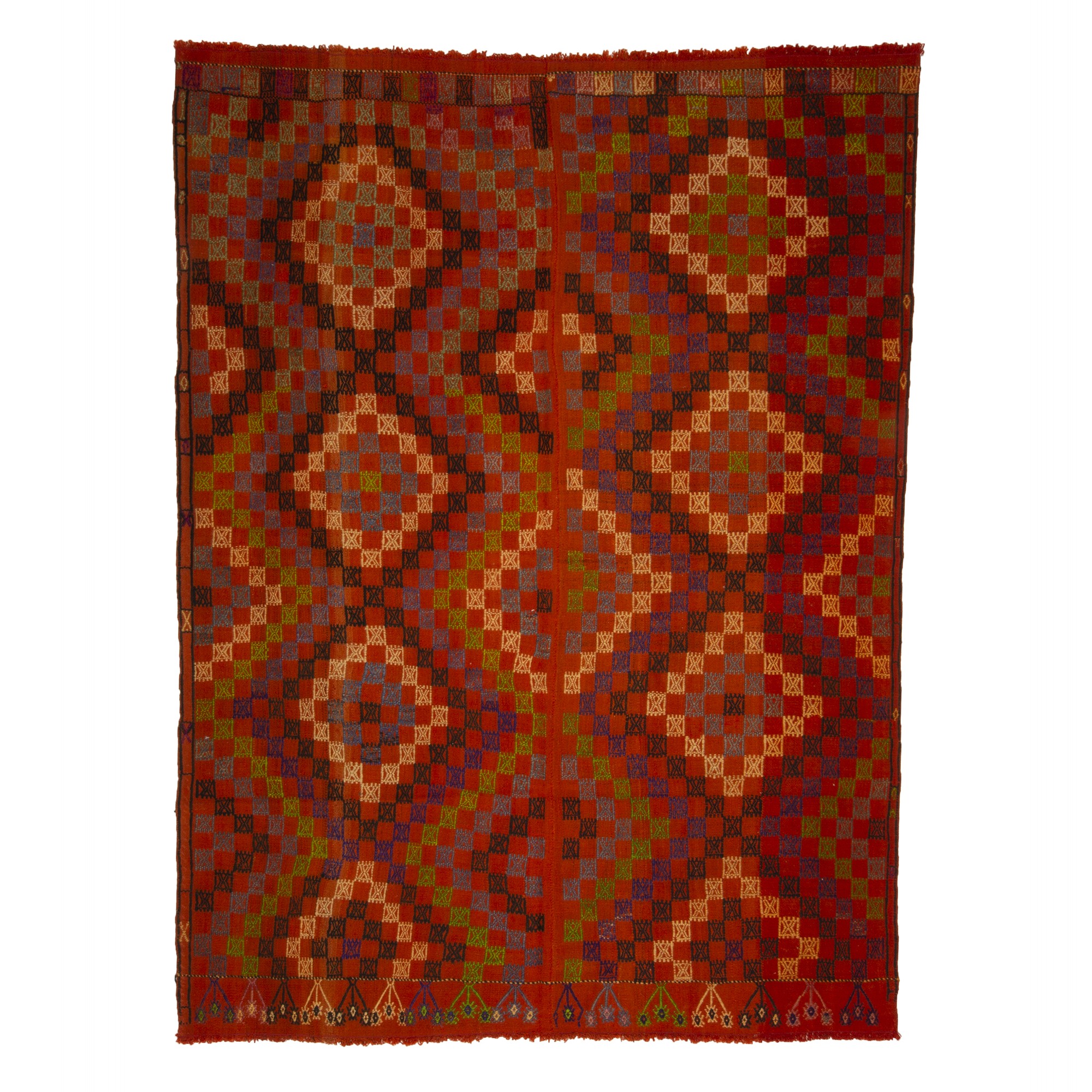 Orange Turkish Flat Weave Kilim Rug 5x7 Feet  160,212 - Turkish Kilim Rug