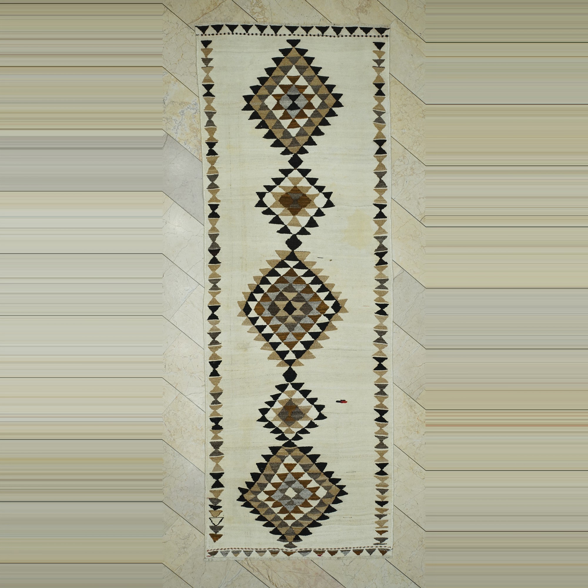 Organic Kilim Runner Rug 4x11 Feet 123,343 - Turkish Rug Runner