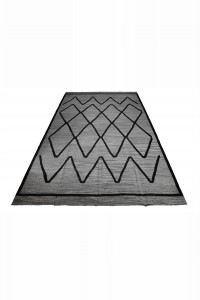 Oversize 11x14 Feet Geometric Motif Kilim Rug 330,426 - Grey Turkish Rug  $i