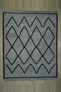 Grey Turkish Rug Oversize 11x14 Feet Geometric Motif Kilim Rug 330,426
