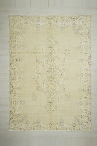 Oversize Blue Beige Oushak Carpet Rug 9x12 Feet 260,366 - Oushak Rug $i