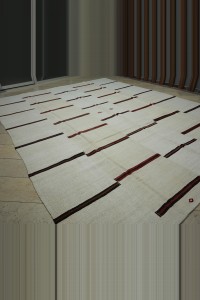 Oversize Flat Weave Organic Hemp Kilim Rug 11x14 337,437 - Turkish Hemp Rug $i