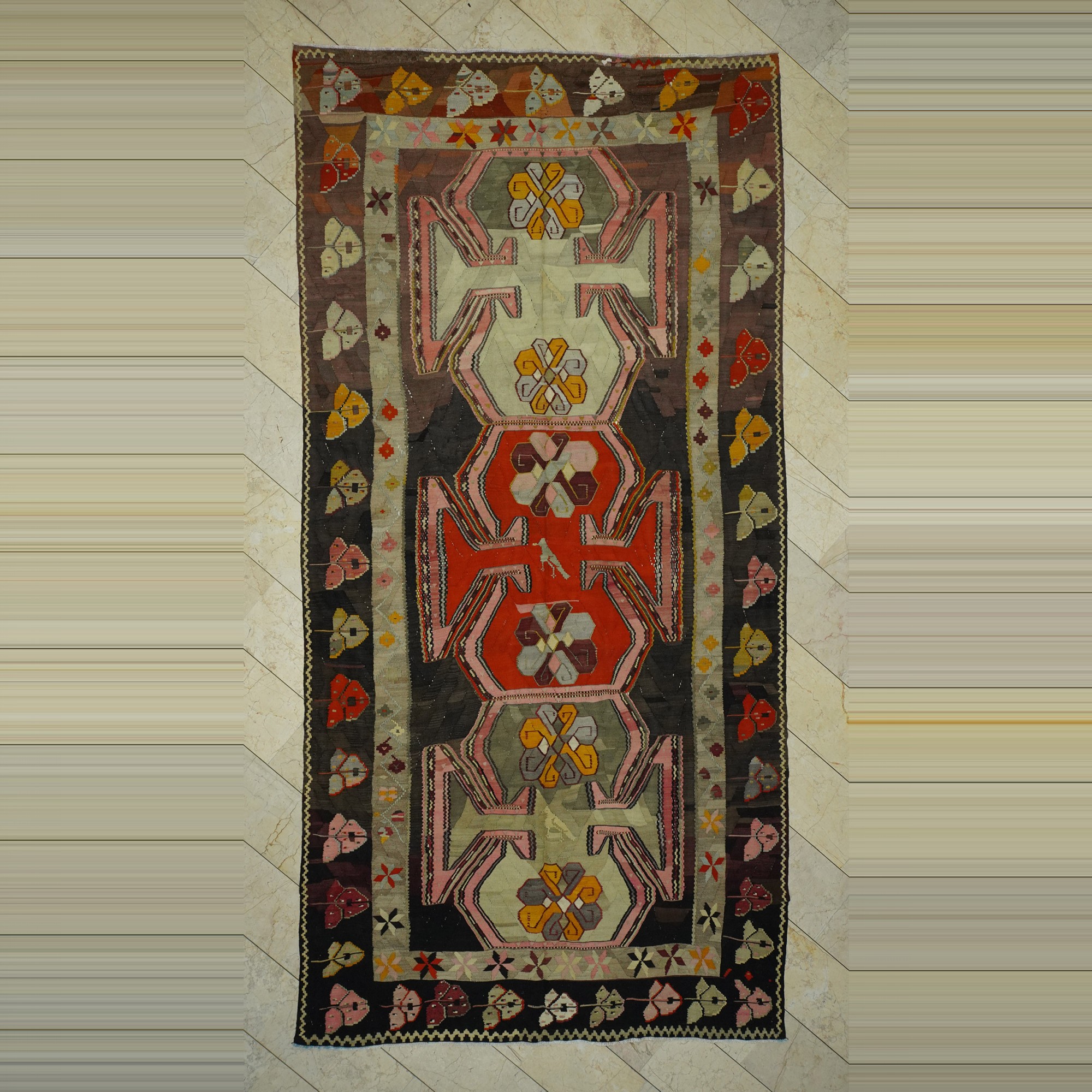 Oversized Antique Kars Turkish Kilim Rug 7x14 205,416 - Turkish Kilim Rug