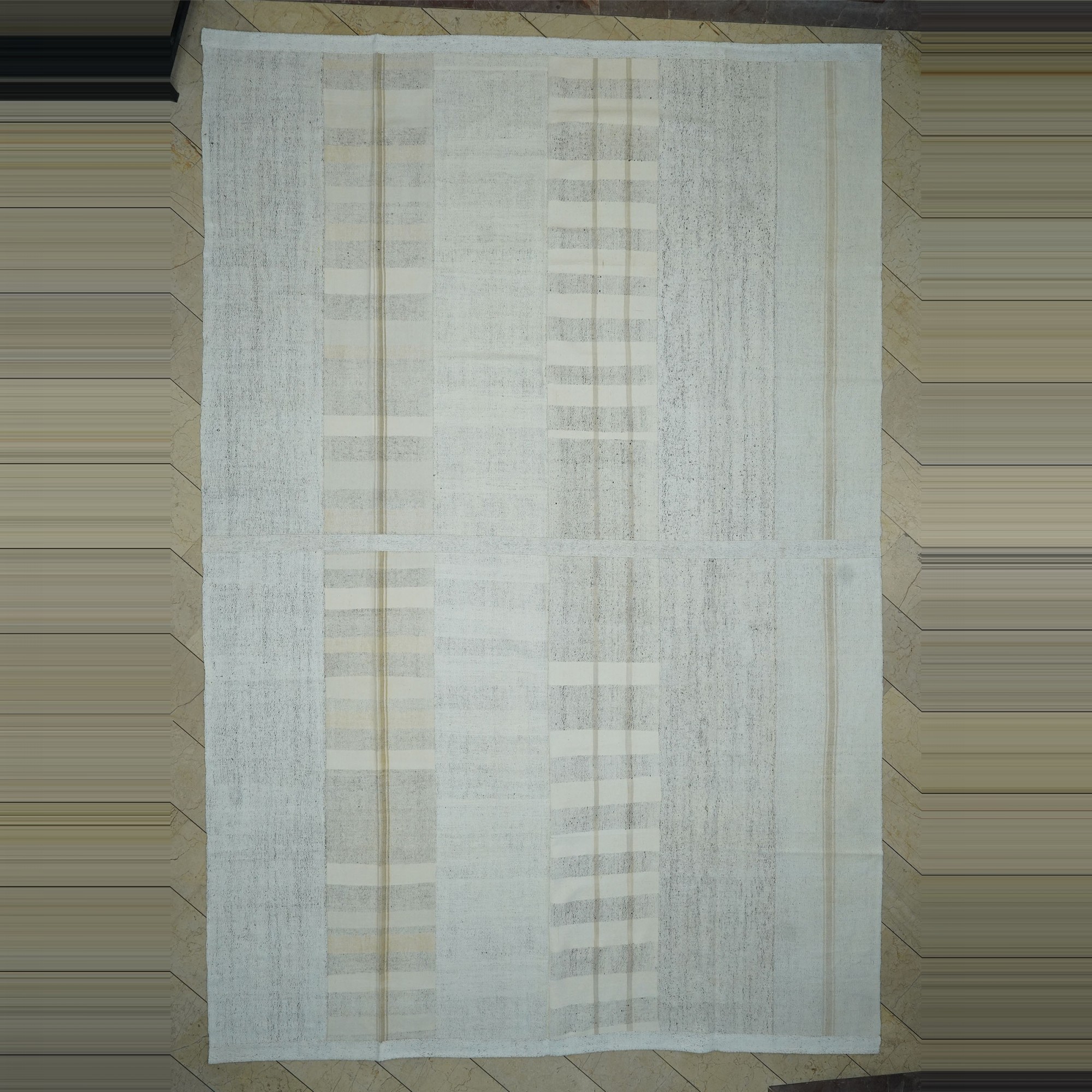 Oversized Turkish Cotton Kilim Rug 11x17 Feet  330,506 - Grey Turkish Rug