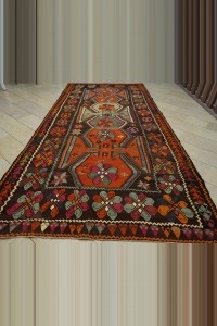 Oversized Unique Antique Kars Turkish Kilim Rug 7x15 213,443 - Turkish Kilim Rug $i