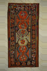 Turkish Kilim Rug Oversized Unique Antique Kars Turkish Kilim Rug 7x15  213,443