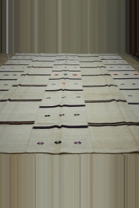 Oversized Vintage Hemp Kilim Rug 12x13  360,387 - Turkish Hemp Rug  $i