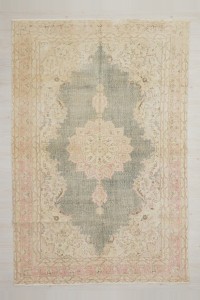 Persian Design Vintage Oushak Rug 6x9 185,288 - Oushak Rug $i