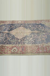 Persian Heriz Pattern Navy Blue Vintage Oushak Carpet Rug 5x9 Feet 160,284 - Oushak Rug $i