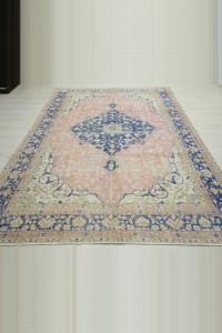 Persian Pattern Navy Blue Red Oushak Rug 7x10 Feet  202,305 - Oushak Rug  $i