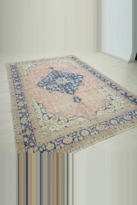 Persian Pattern Navy Blue Red Oushak Rug 7x10 Feet  202,305 - Oushak Rug  $i