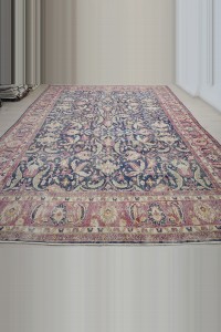 Persian Tebriz Pattern Navy Blue Oushak Rug 10x13 293,403 - Oushak Rug $i