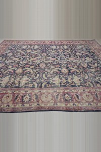 Persian Tebriz Pattern Navy Blue Oushak Rug 10x13 293,403 - Oushak Rug $i