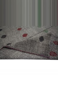 Pink Embroidred Turkish Gray Kilim Rug 6x9 Feet 188,290 - Grey Turkish Rug $i