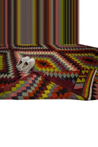 Pink Green Flat weave Turkish Kilim Rug 6x9 Feet 171,259 - Turkish Kilim Rug $i