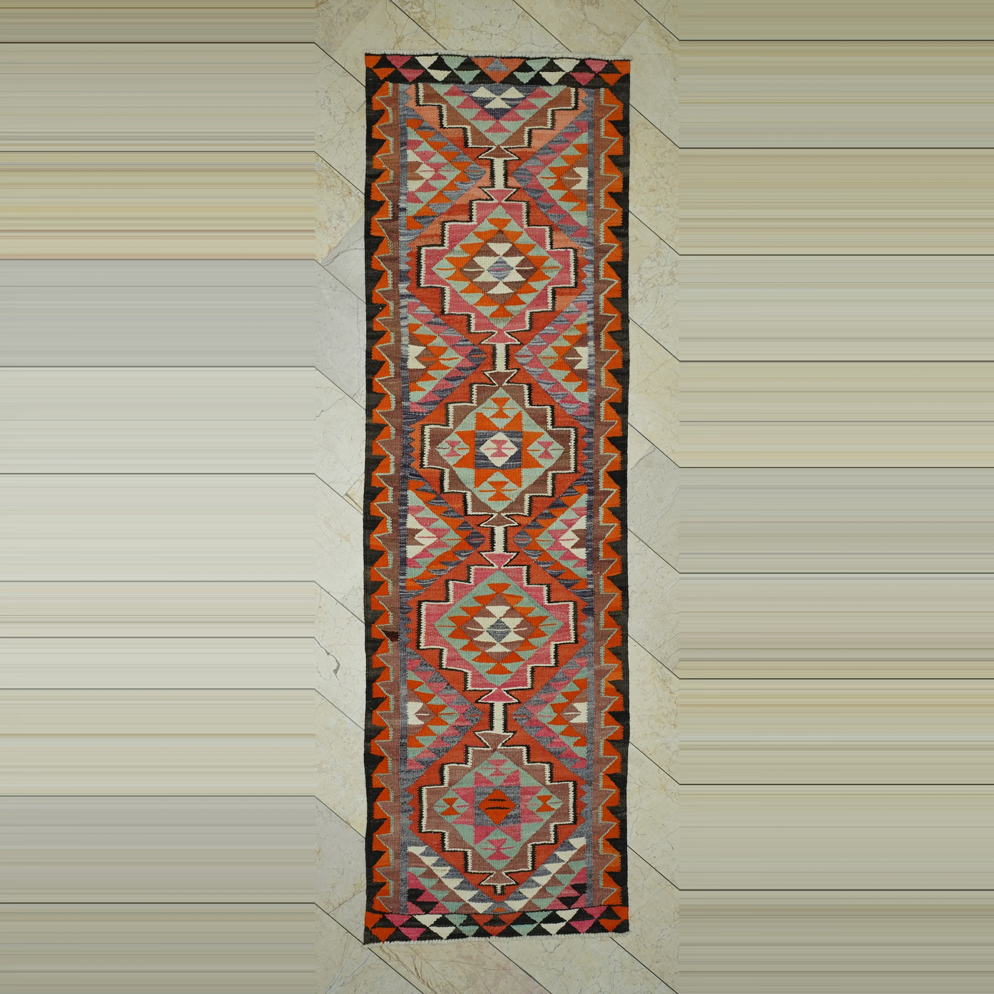 Pink Kilim Rug Runner 3x11 Feet 98,332 - Turkish Rug Runner