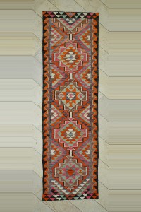 Turkish Rug Runner Pink Kilim Rug Runner 3x11 Feet 98,332