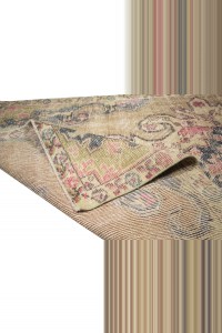 Pink Navy Blue Oushak Rug 4X7 Feet 125,217 - Turkish Carpet Rug $i