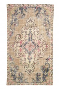 Turkish Carpet Rug Pink Navy Blue Oushak Rug 4X7 Feet 125,217