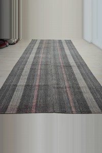Pink Striped Turkish Gray Kilim Rug 7x13 Feet  213,390 - Grey Turkish Rug  $i