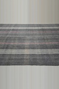 Pink Striped Turkish Gray Kilim Rug 7x13 Feet  213,390 - Grey Turkish Rug  $i
