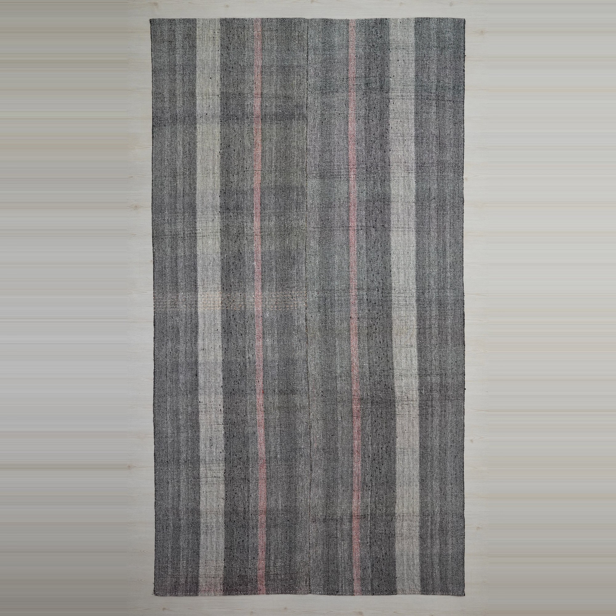 Pink Striped Turkish Gray Kilim Rug 7x13 Feet  213,390 - Grey Turkish Rug