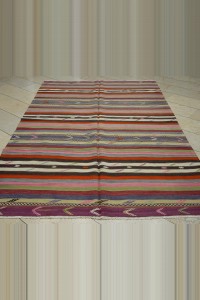 Pink Striped Turkish Kilim Rug 6x9 Feet  177,288 - Turkish Kilim Rug  $i