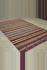 Pink Striped Turkish Kilim Rug 6x9 Feet  177,288 - Turkish Kilim Rug  $i