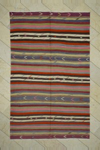 Turkish Kilim Rug Pink Striped Turkish Kilim Rug 6x9 Feet  177,288