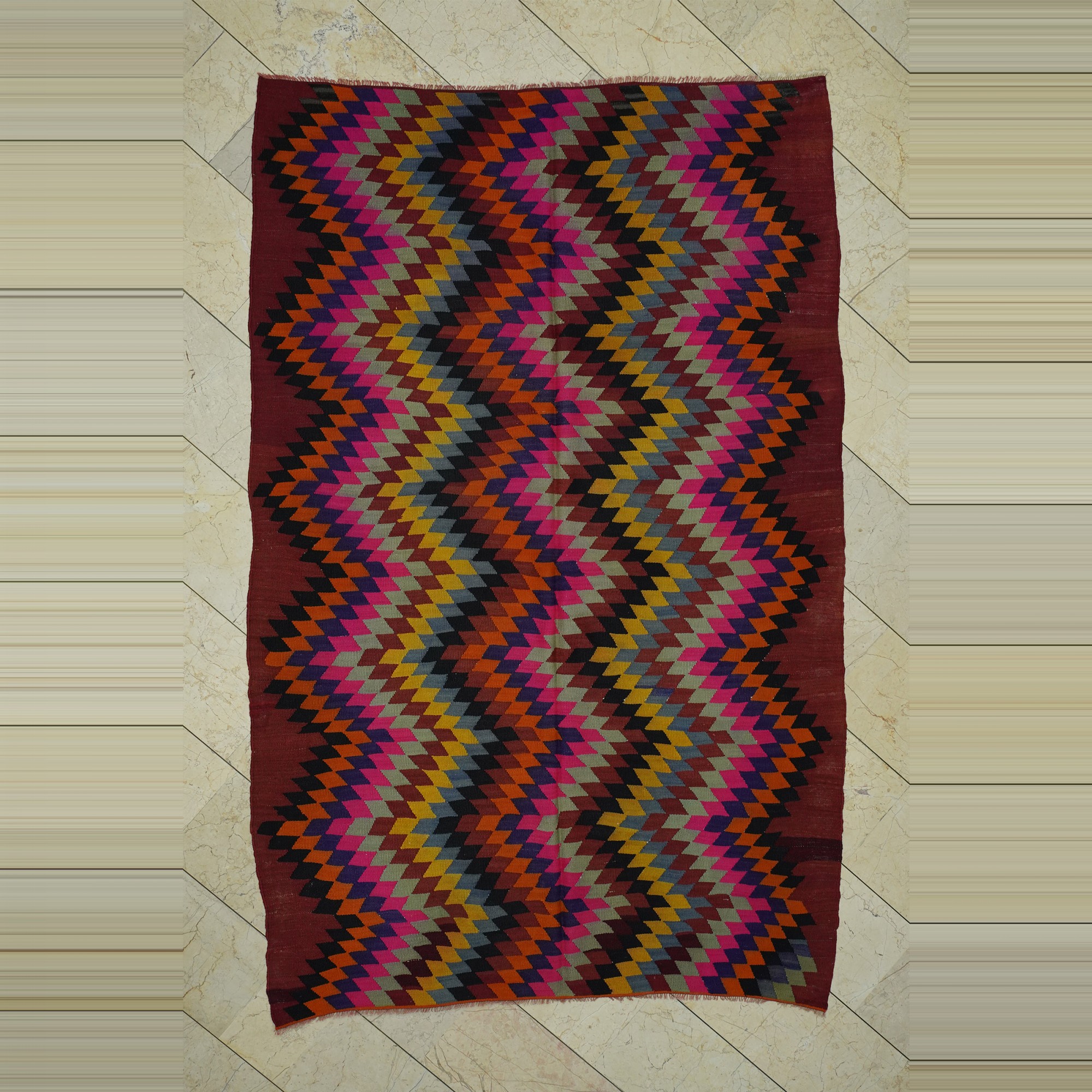 Pink Turkish Kilim Rug 6x9 172,259 - Turkish Kilim Rug