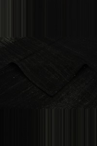 Plain Black Turkish Kilim Rug 7x12 Feet 215,353 - Goat Hair Rug $i