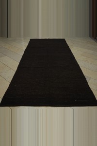 Plain Brown Turkish Kilim Rug 5x12 Feet 157,355 - Goat Hair Rug $i