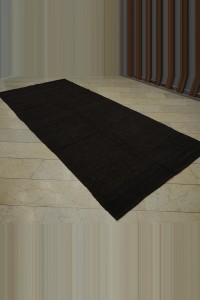 Plain Brown Turkish Kilim Rug 5x12 Feet 157,355 - Goat Hair Rug $i